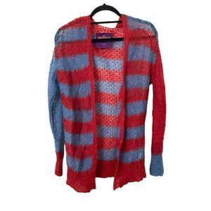 LES TRICOTS D'O Mohair‎ Blend Striped Cardigan ONE SIZE